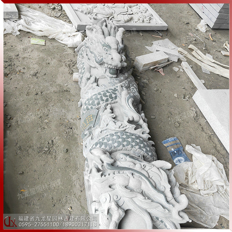 青石石雕雙龍柱