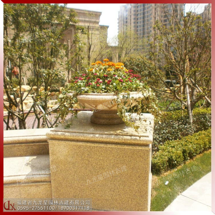 石雕花崗巖花缽圖片
